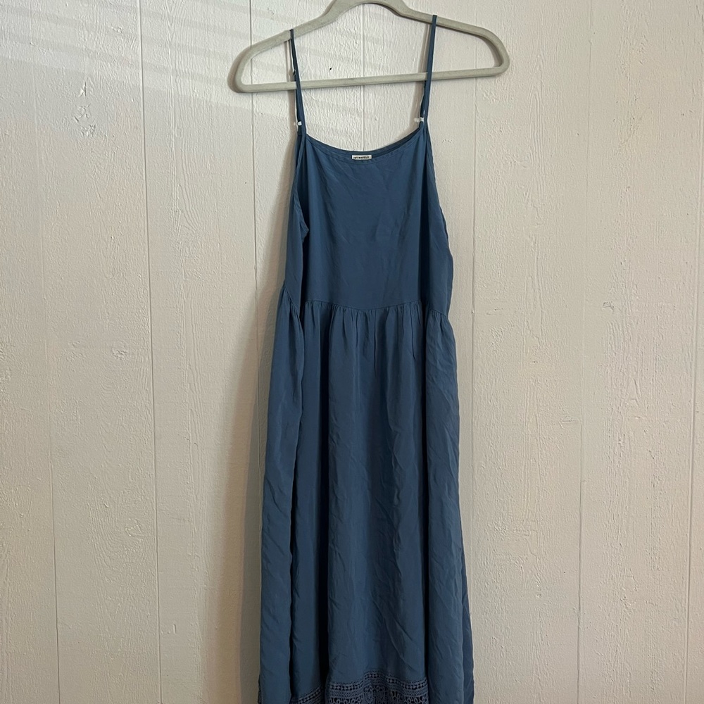 Intimately Free People blue smock dress. Mid length with lace detail